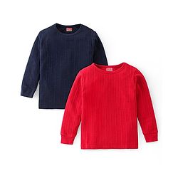 Babyhug Full Sleeves Pullover Thermal Wear Pack of 2 - Red & Navy Blue