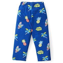 Babyhug Cotton Knit Half Sleeves Night Suit with Tropical Theme Print - Blue