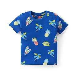 Babyhug Cotton Knit Half Sleeves Night Suit with Tropical Theme Print - Blue