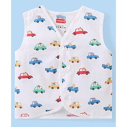 Babyhug 100% Cotton Knit Sleeveless Striped & Printed Set Of Vests Pack Of 3 - Multicolor