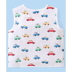 Babyhug 100% Cotton Knit Sleeveless Striped & Printed Set Of Vests Pack Of 3 - Multicolor
