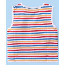 Babyhug 100% Cotton Knit Sleeveless Striped & Printed Set Of Vests Pack Of 3 - Multicolor