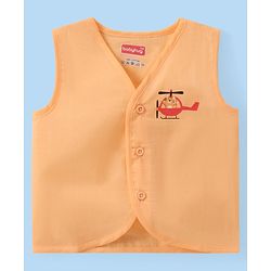 Babyhug 100% Cotton Knit Sleeveless Striped & Printed Set Of Vests Pack Of 3 - Multicolor