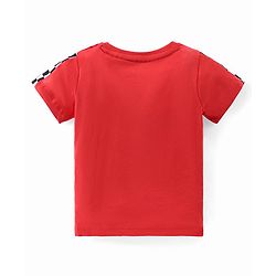 Babyhug Disney Cotton Knit Half Sleeves T-Shirt & Shorts Set With Cars Graphics - Red