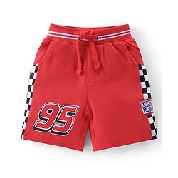 Babyhug Disney Cotton Knit Half Sleeves T-Shirt & Shorts Set With Cars Graphics - Red