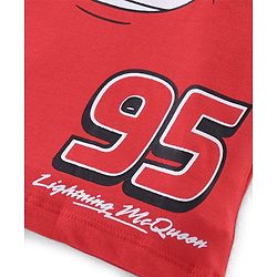 Babyhug Disney Cotton Knit Half Sleeves T-Shirt & Shorts Set With Cars Graphics - Red
