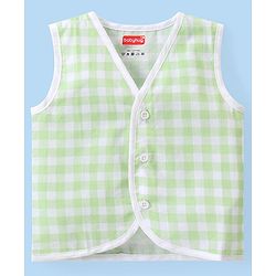 Babyhug 100% Cotton Woven Sleeveless Checkered & Printed Front Open Jhablas Pack Of 3 - Multicolor