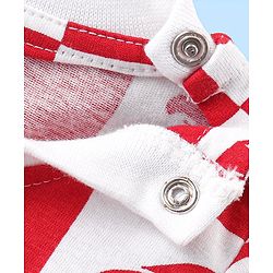 Babyhug Cotton Knit Half Sleeves Night Suit with Beach Theme Print - Red & White