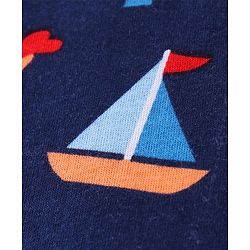 Babyhug Cotton Knit Full Sleeves Night Suit With Beach Theme Print - Navy