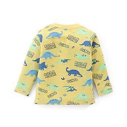 Babyhug Cotton Knit Full Sleeves Night Suit Dino Print- Yellow