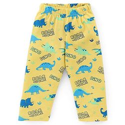 Babyhug Cotton Knit Full Sleeves Night Suit Dino Print- Yellow