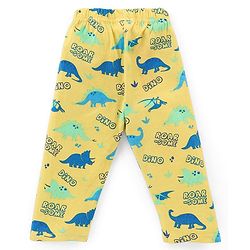 Babyhug Cotton Knit Full Sleeves Night Suit Dino Print- Yellow