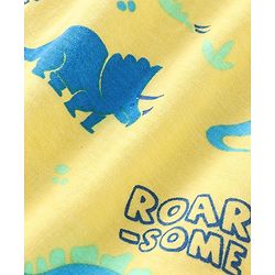 Babyhug Cotton Knit Full Sleeves Night Suit Dino Print- Yellow