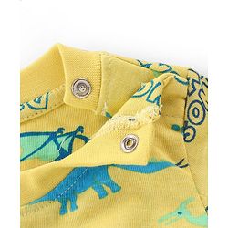 Babyhug Cotton Knit Full Sleeves Night Suit Dino Print- Yellow
