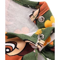 Babyhug Disney Interlock Full Sleeves Romper With Bambi Print & Frills Detailing - Green