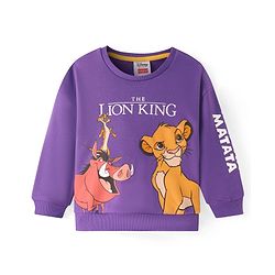 Babyhug Disney Cotton Knit Full Sleeves Sweatshirt With Lion King Graphics -Purple