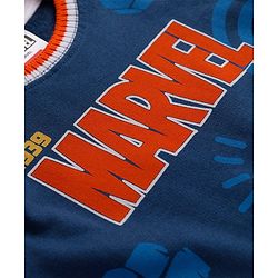 Babyhug Marvel Terry Knit Full Sleeves Sweatshirt with Avengers Graphics - Blue