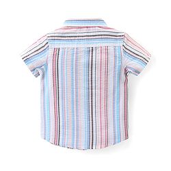 Babyhug Cotton Woven Half Sleeves Regular Collar Striped Shirt & Denim Shorts Set - Multicolor