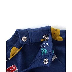 Babyhug Cotton Knit Half Sleeves Printed Night Suit  - Navy Blue