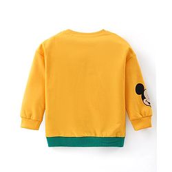 Babyhug Disney Cotton Knit Full Sleeves T-Shirt & Lounge Pants Set With Mickey Mouse Graphics - Yellow