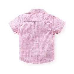 Babyhug Cotton Woven Half Sleeves Striped Regular Collar Shirt & Shorts Set - Pink & Beige