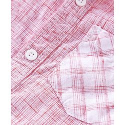 Babyhug Cotton Woven Half Sleeves Striped Regular Collar Shirt & Shorts Set - Pink & Beige