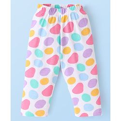 Babyhug Cotton Knit Full Sleeves Printed  Night Suit - White