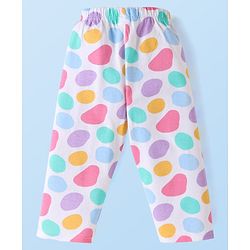 Babyhug Cotton Knit Full Sleeves Printed  Night Suit - White