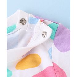 Babyhug Cotton Knit Full Sleeves Printed  Night Suit - White