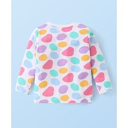 Babyhug Cotton Knit Full Sleeves Printed  Night Suit - White