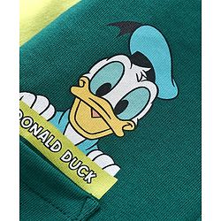 Babyhug Disney Full Sleeves Front Open Hooded Sweatshirt with Mickey Mouse and Friends Graphics & Patch Pocket Detailing- Green