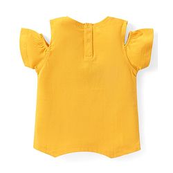 Babyhug Cotton Knit Half Sleeves Top With Fur Applique & Text Print - Orange