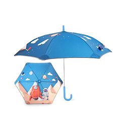 Babyhug Umbrella With Space Themed Print - Blue