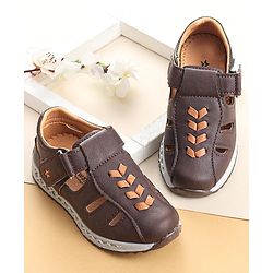 Cute Walk by Babyhug Slip On Formal & Party Wear Shoes with Velcro Closure - Coffee Brown