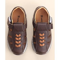 Cute Walk by Babyhug Slip On Formal & Party Wear Shoes with Velcro Closure - Coffee Brown