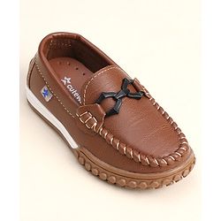 Cute Walk by Babyhug Slip On Loafers with Bow Detailing - Brown