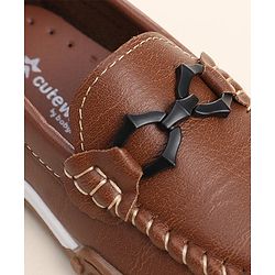 Cute Walk by Babyhug Slip On Loafers with Bow Detailing - Brown
