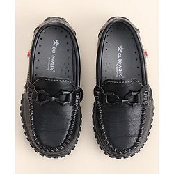 Cute Walk by Babyhug Slip On Loafers with Bow Detailing - Black