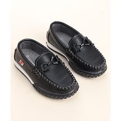 Cute Walk by Babyhug Slip On Loafers with Bow Detailing - Black