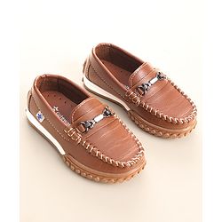 Cute Walk by Babyhug Slip On Formal & Party Wear Shoes with Metal Applique - Brown