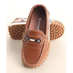 Cute Walk by Babyhug Slip On Formal & Party Wear Shoes with Metal Applique - Brown