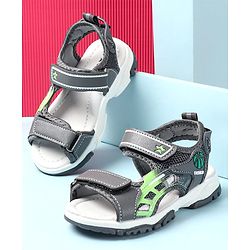 Cute Walk by Babyhug Sandals with Velcro Closure & Basket Ball Applique - Grey