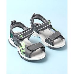 Cute Walk by Babyhug Sandals with Velcro Closure & Basket Ball Applique - Grey