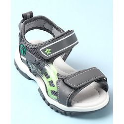 Cute Walk by Babyhug Sandals with Velcro Closure & Basket Ball Applique - Grey