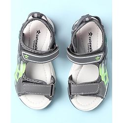 Cute Walk by Babyhug Sandals with Velcro Closure & Basket Ball Applique - Grey