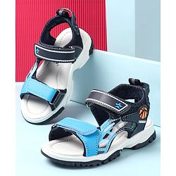 Cute Walk by Babyhug Sandals with Velcro Closure & Basket Ball Applique - Blue