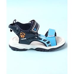 Cute Walk by Babyhug Sandals with Velcro Closure & Basket Ball Applique - Blue