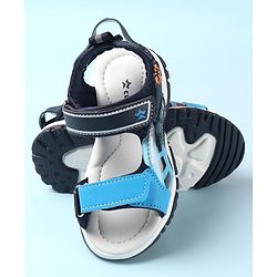Cute Walk by Babyhug Sandals with Velcro Closure & Basket Ball Applique - Blue