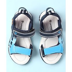 Cute Walk by Babyhug Sandals with Velcro Closure & Basket Ball Applique - Blue