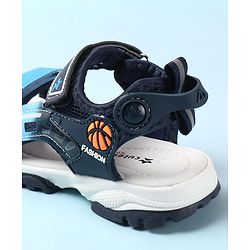 Cute Walk by Babyhug Sandals with Velcro Closure & Basket Ball Applique - Blue